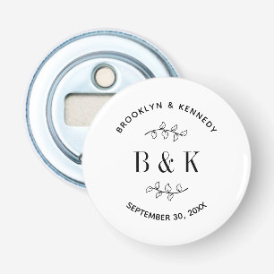 Fun Monogram Floral Botanical Wedding Couple Name Bottle Opener