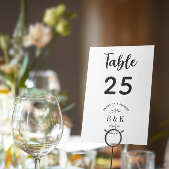 Fun Monogram Floral Botanical Wedding Table Number (Creator Uploaded)