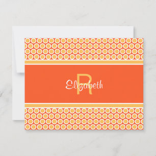 Fun Monogram Yellow Orange White Geometric Pattern Card