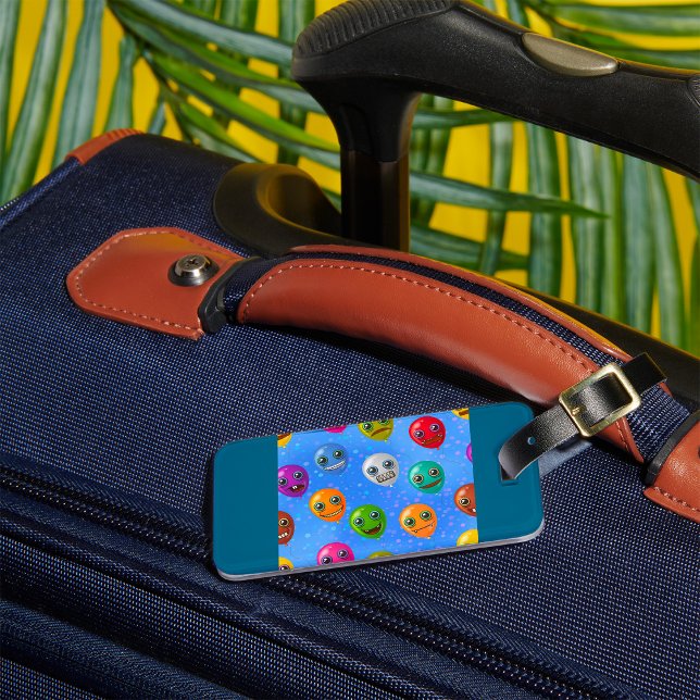 Fun Monster Face Balloons Luggage Tag (Creator Uploaded)