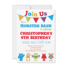 Fun Monster Kids Birthday Party Invitations