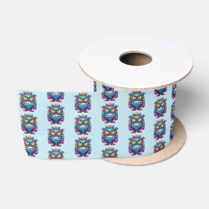 Fun Monster tiled party unisex Satin Ribbon