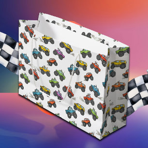 Fun Monster Trucks Birthday  Large Gift Bag