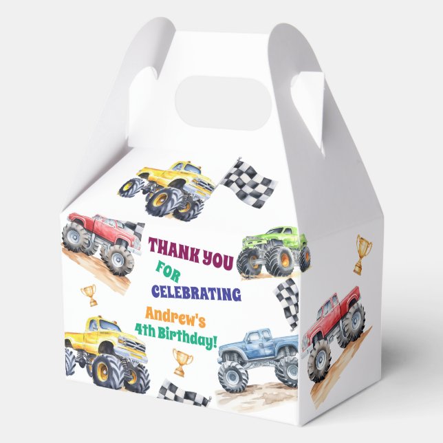 Fun Monster Trucks Birthday Party  Favour Box (Front)