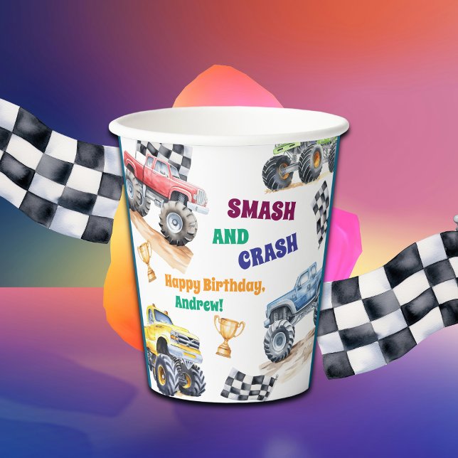 Fun Monster Trucks Birthday Party Paper Cups (Creator Uploaded)