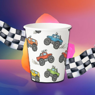 Fun Monster Trucks Birthday Party Paper Cups