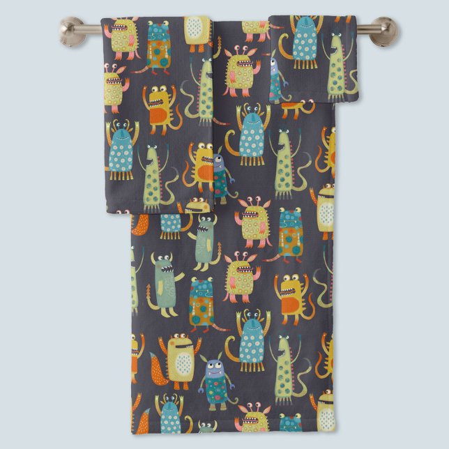 Fun Monsters Bath Towel Set (Fun monsters towel setr)