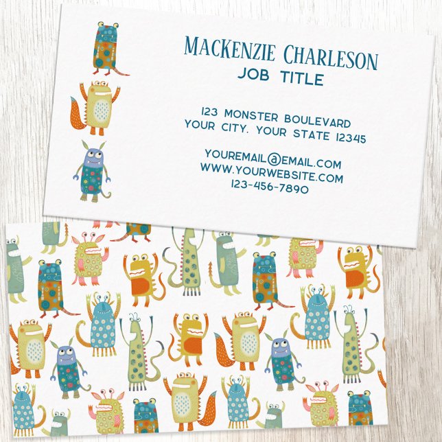 Fun Monsters Business Card (Fun monsters custom text business cards)