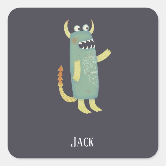 Fun Monsters Personalised Square Sticker (Front)