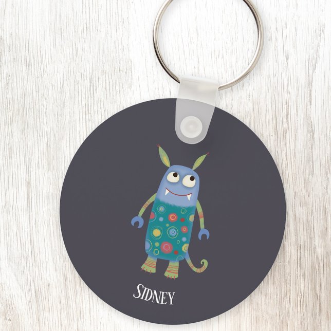 Fun Monsters Personalized Key Ring (Personalized name cute monster keyring)
