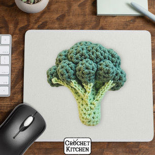 Fun Mood Boost Green Minimalist Crochet Broccoli Mouse Mat