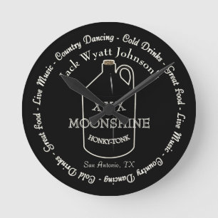 Fun Moonshine Honky-tonk Bar Wall Clock