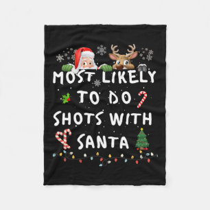 Fun Most Likely To Funny Story Christmas Pyjamas F Fleece Blanket