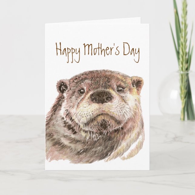Fun Mother's Day Custom Cute Otter Nature Wildlife Card (Front)