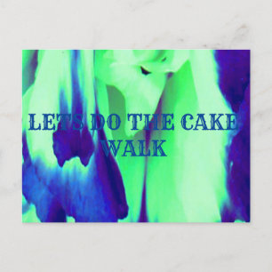 Fun motif lets do the cakewalk blue cream art postcard