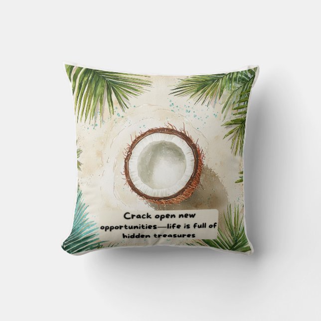 Fun & Motivational Coconut Print Cushion (Front)