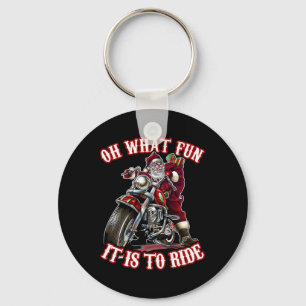 Fun Motorcycle Biker Grandpa Santa Rider Christmas Key Ring