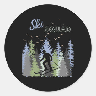 Fun Mountain Adventure Ski Squad Winter Sport Ski Classic Round Sticker