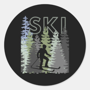 Fun Mountain Adventure Ski Squad Winter Sport Ski Classic Round Sticker