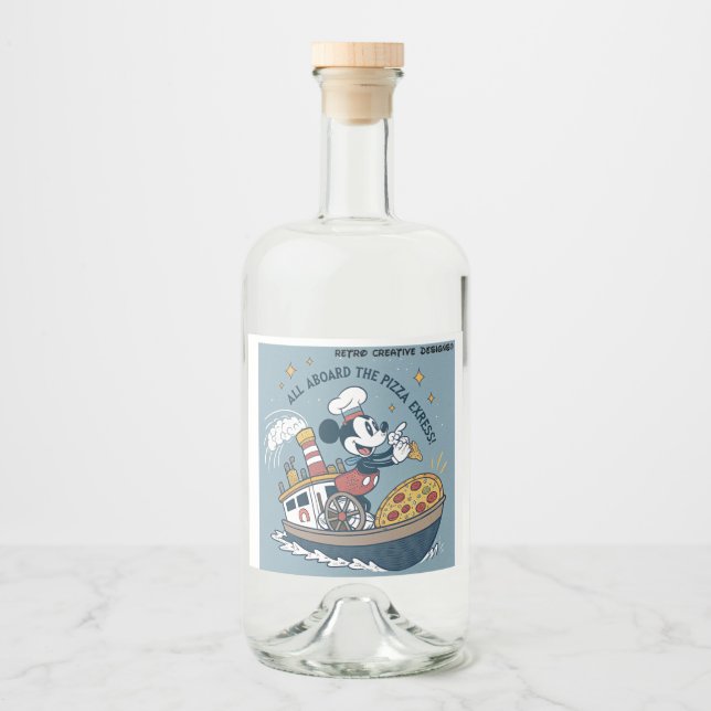 Fun Mouse and Airplanes Bottle Design Liquor Bottle Label (Front)