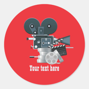 Fun movie lovers add text classic round sticker