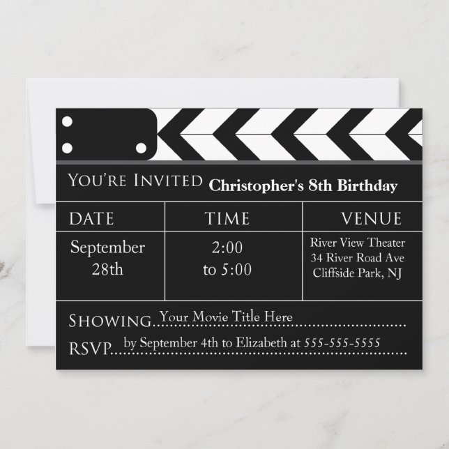 Fun Movie Night Birthday Party Invitations (Front)