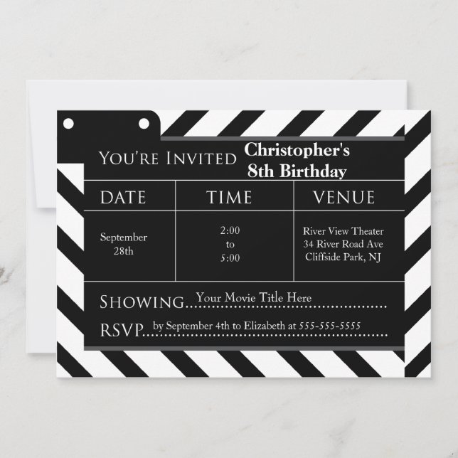 Fun Movie Night Birthday Party Invitations (Front)