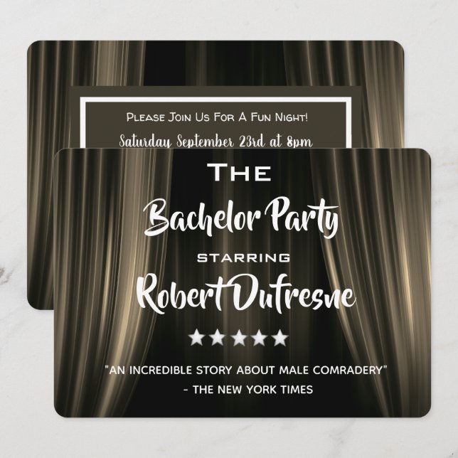 Fun Movie Parody Bachelor Party Invitation (Front/Back)