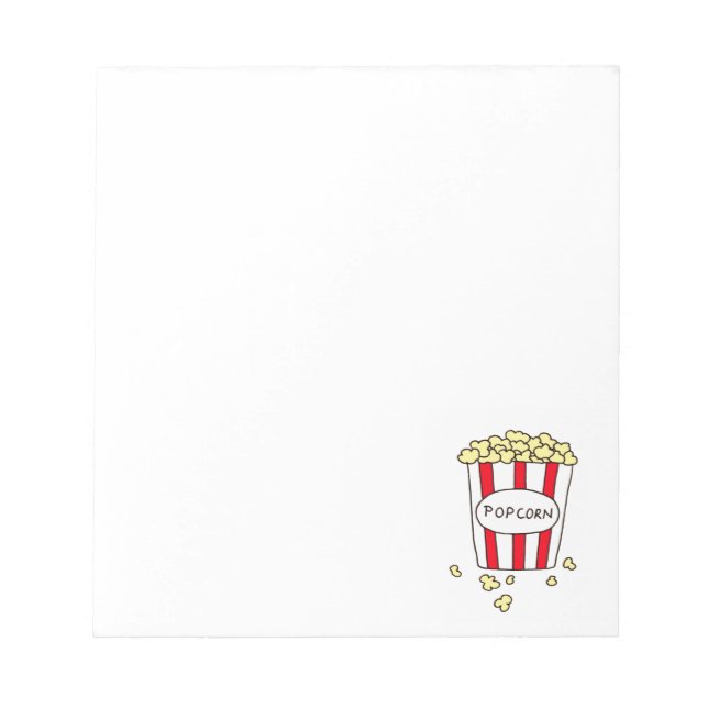 Fun Movie Theatre Popcorn in Red White Bucket Notepad (Front)