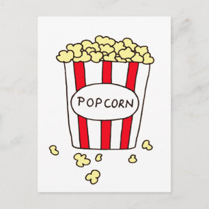 Fun Movie Theatre Popcorn in Red White Bucket Postcard