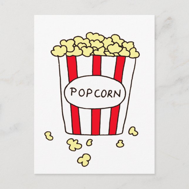 Fun Movie Theatre Popcorn in Red White Bucket Postcard (Front)