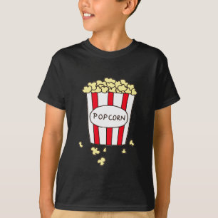 Fun Movie Theatre Popcorn in Red White Bucket T-Shirt