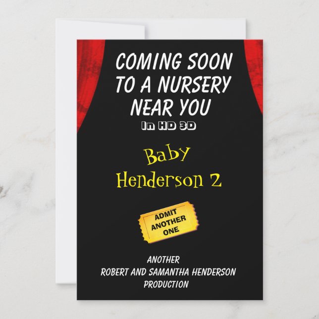 Fun Movie Theme Baby 2 Announcement - (Front)