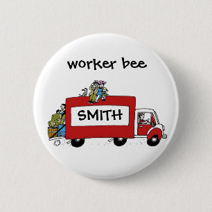 fun moving day change of address 6 cm round badge