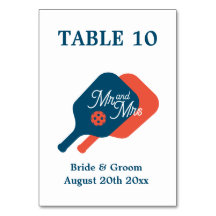 Fun Mr & Mrs pickleball paddle logo wedding