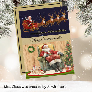 Fun Mrs. Santa Claus on Christmas Eve Holiday Card