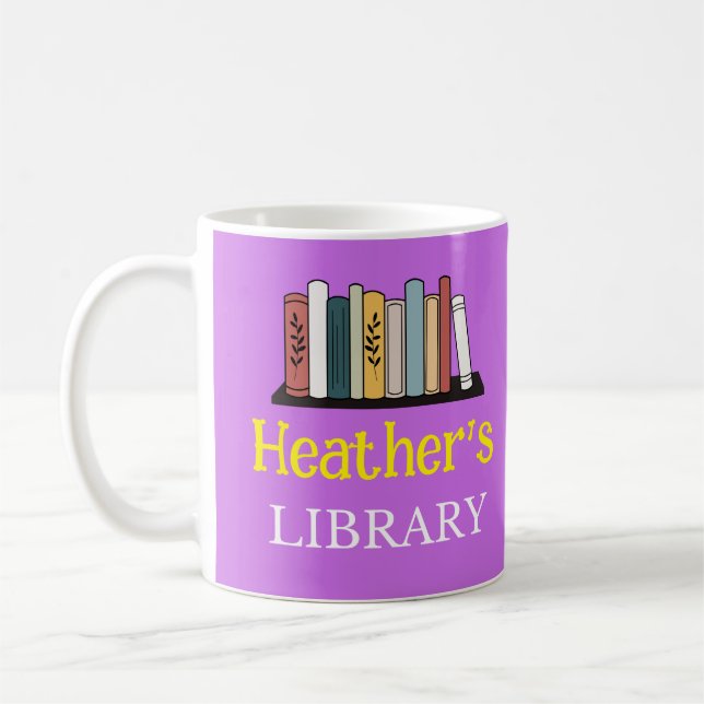 FUN! Mug - Library -  Personalised - Add Name (Left)