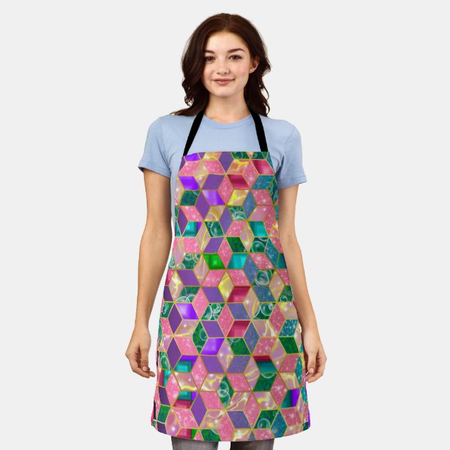 Fun Multi-Mixed Diamond-Shaped Hexagon 2 Apron (Worn)