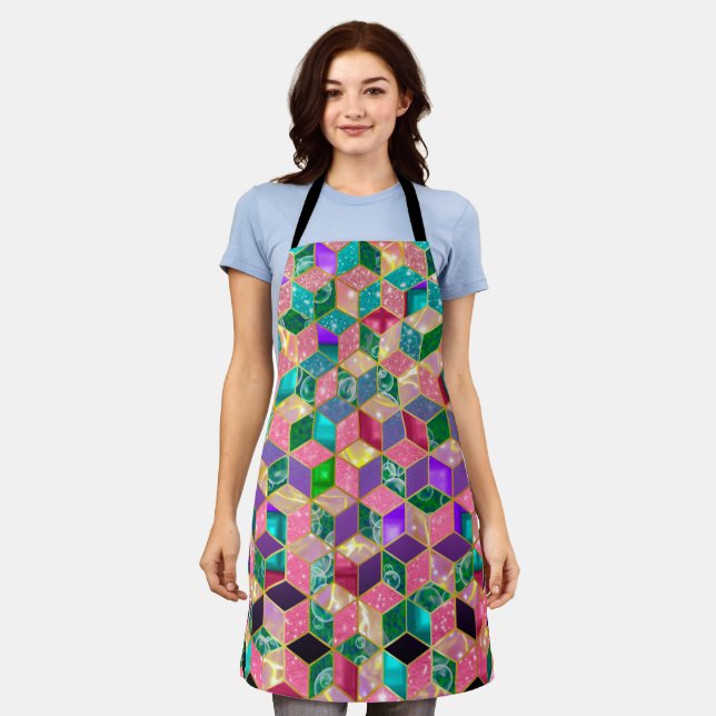 Fun Multi-Mixed Diamond-Shaped Hexagon Apron (Worn)