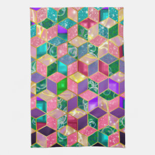 Fun Multi-Mixed Diamond-Shaped Hexagon Tea Towel