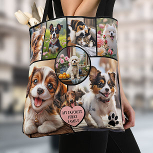 Fun Multi Photo Collage Dog Lover Tote Bag