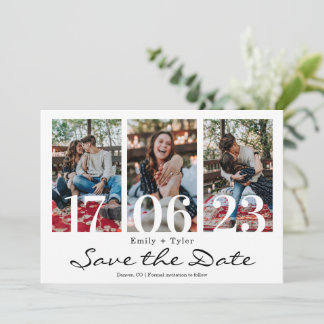 Fun Multi Photo Modern Save The Date Invitation