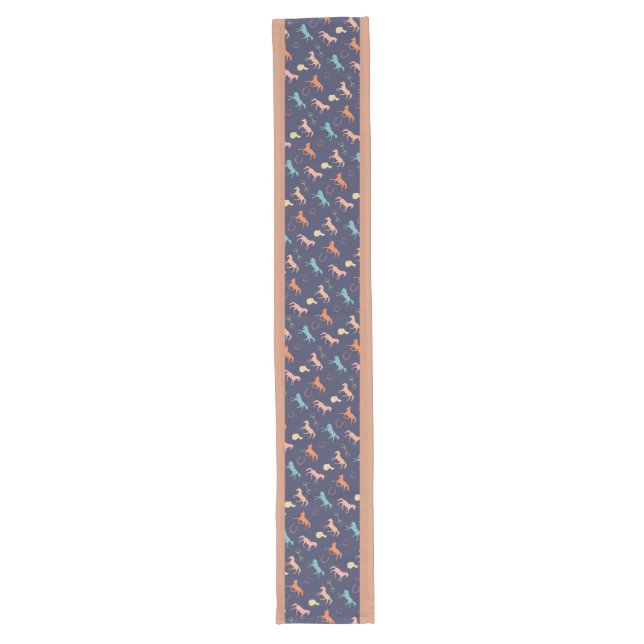 Fun Multicolor English Horse Pattern Long Table Runner (Front)