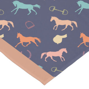 Fun Multicolor English Horse Pattern Long Table Runner