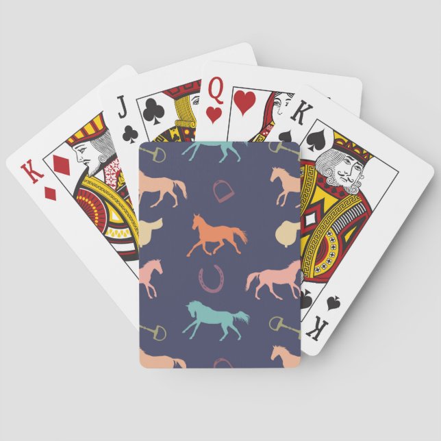 Fun Multicolor English Horse Pattern Playing Cards (Back)