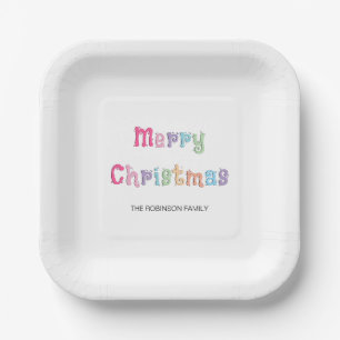 Fun Multicolor Merry Christmas Paper Plates