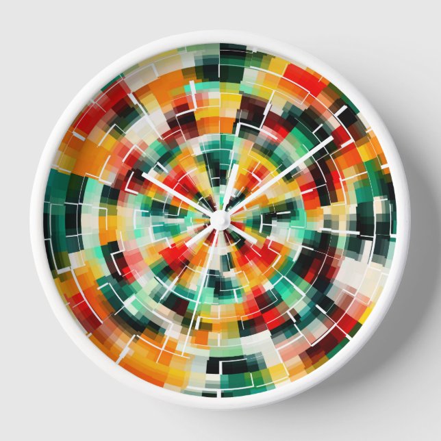 FUN! Multicolored Abstract Pattern Clock (Front)