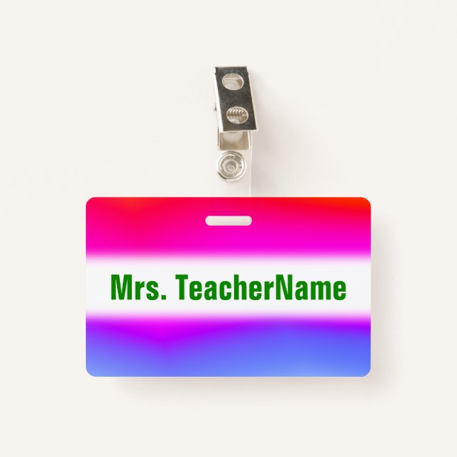 Fun Multicolored Rainbow-Like Pattern + Name Badge ID Badge (Front with Clip)
