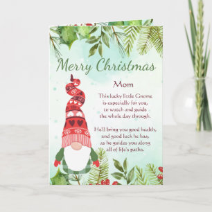 Fun Mum Christmas Lucky Gnome Blank  Card