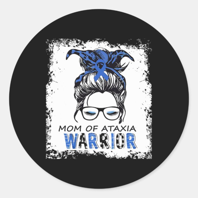 Fun Mum Of Ataxia Warrior  Classic Round Sticker (Front)